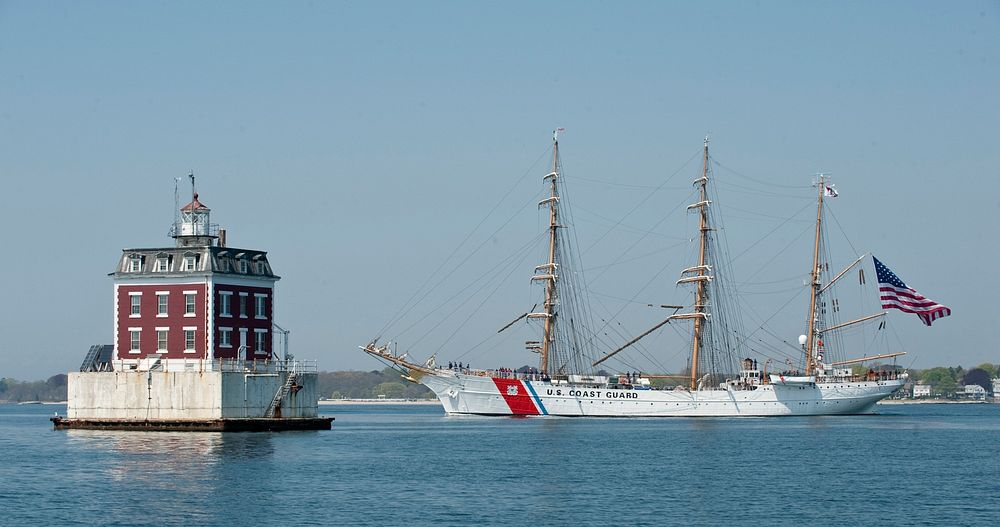 The U.S. Coast Guard Cutter Eagle travels Saturday, May 7, 2011, through New London Harbor, Conn., en route to Ireland. In…