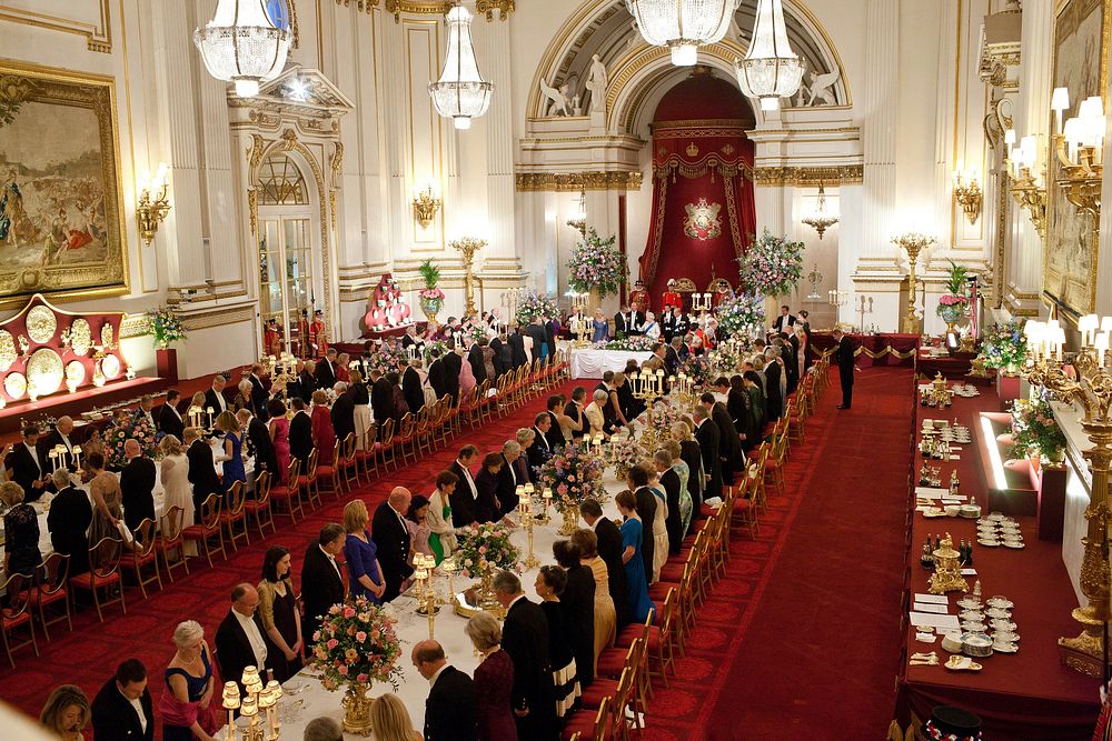 President Barack Obama and First Lady Michelle Obama attend a State Banquet hosted by Queen Elizabeth II at Buckingham…