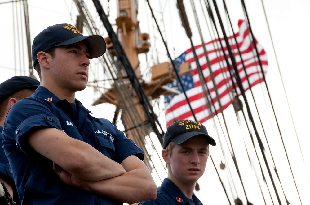 Coast Guard Third Class Cadet Sam Birch looks on Tuesday, June 21, 2011, while getting underway aboard the Coast Guard…