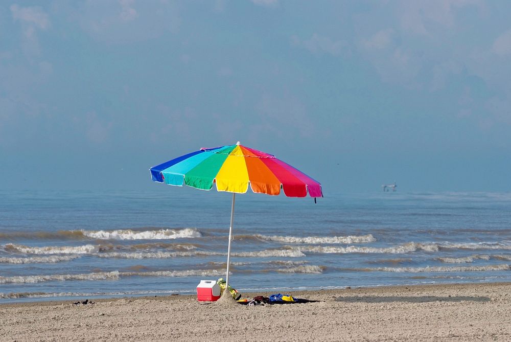 Beach umbrella, Texas. Original public domain image from Flickr