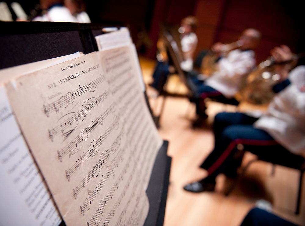 The U.S. Coast Guard Band practices on the stage of Leamy Hall Tuesday, Oct. 25, 2011, at the U.S. Coast Guard Academy in…