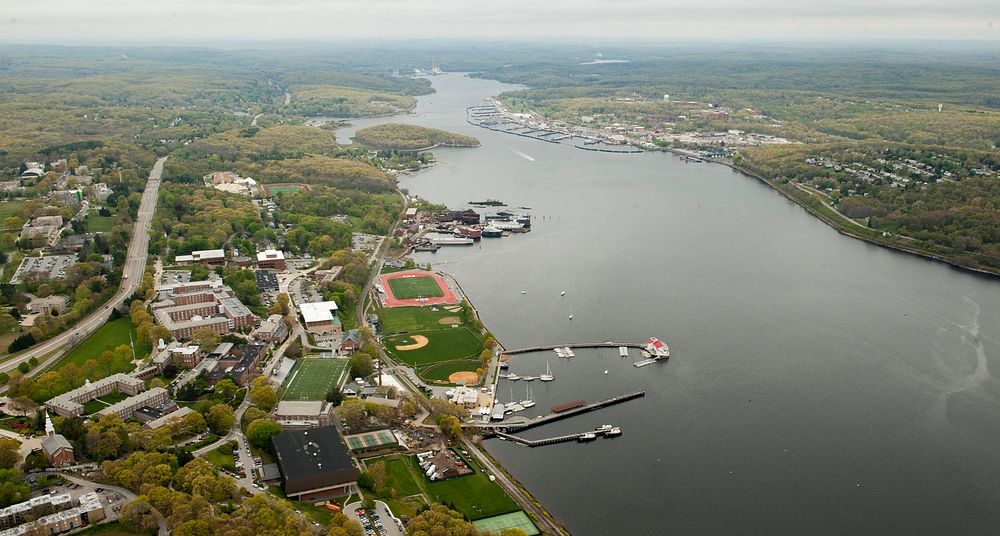 The U.S. Coast Guard Academy is situated along the Thames River in New London, Conn., Wednesday, May 2, 2012. U.S. Coast…