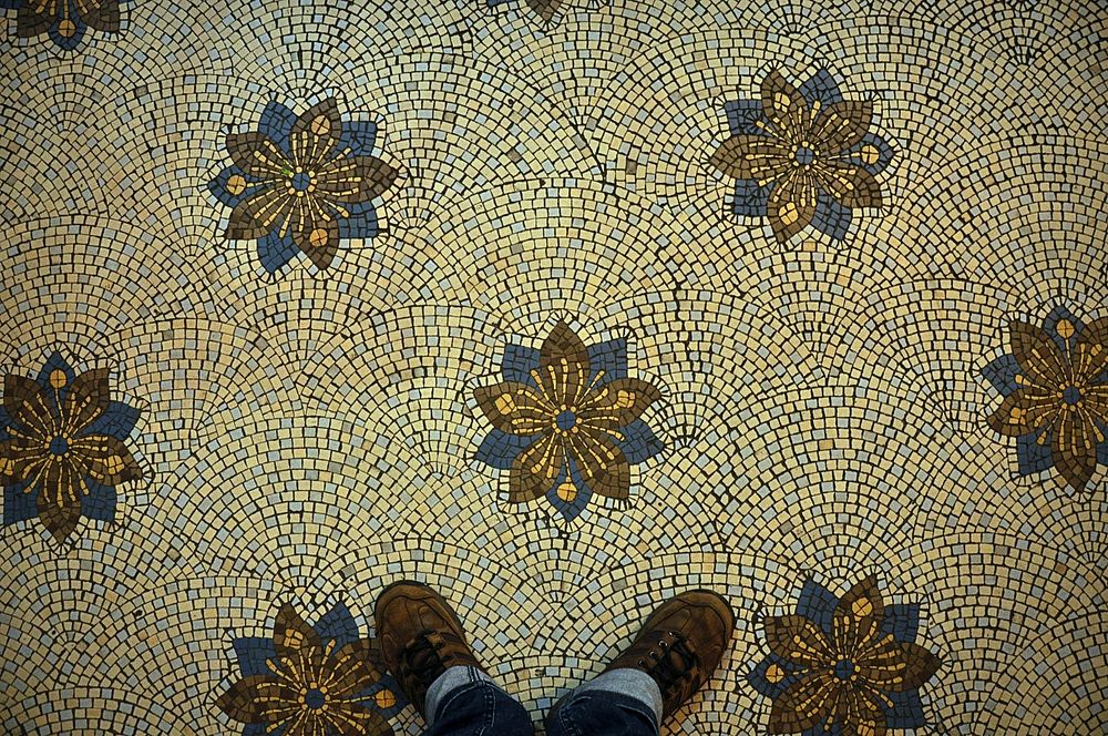 Mosaic floor, background photo. Free public domain CC0 image.