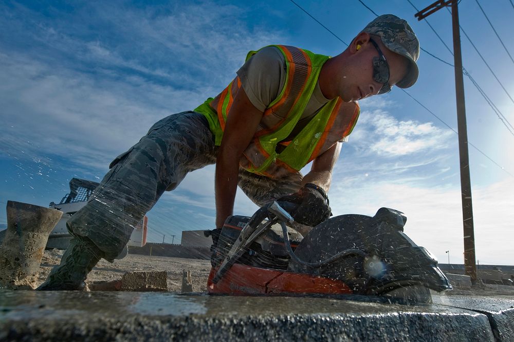 Senior Airman Andrew Higginbotham, a heavy equipment and pavements journeyman assigned to the 99th Civil Engineer Squadron …