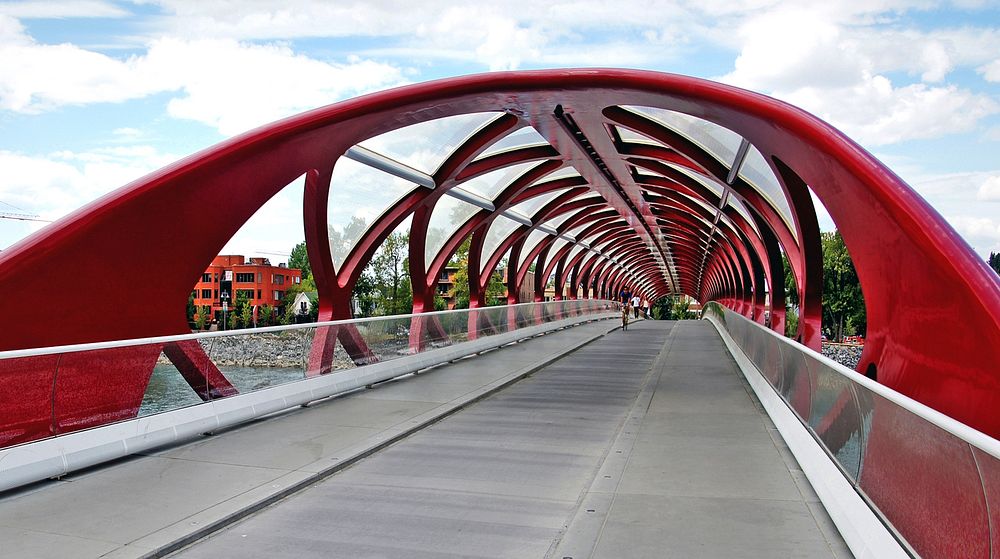 Peace Bridge over The Bow River Calgary.