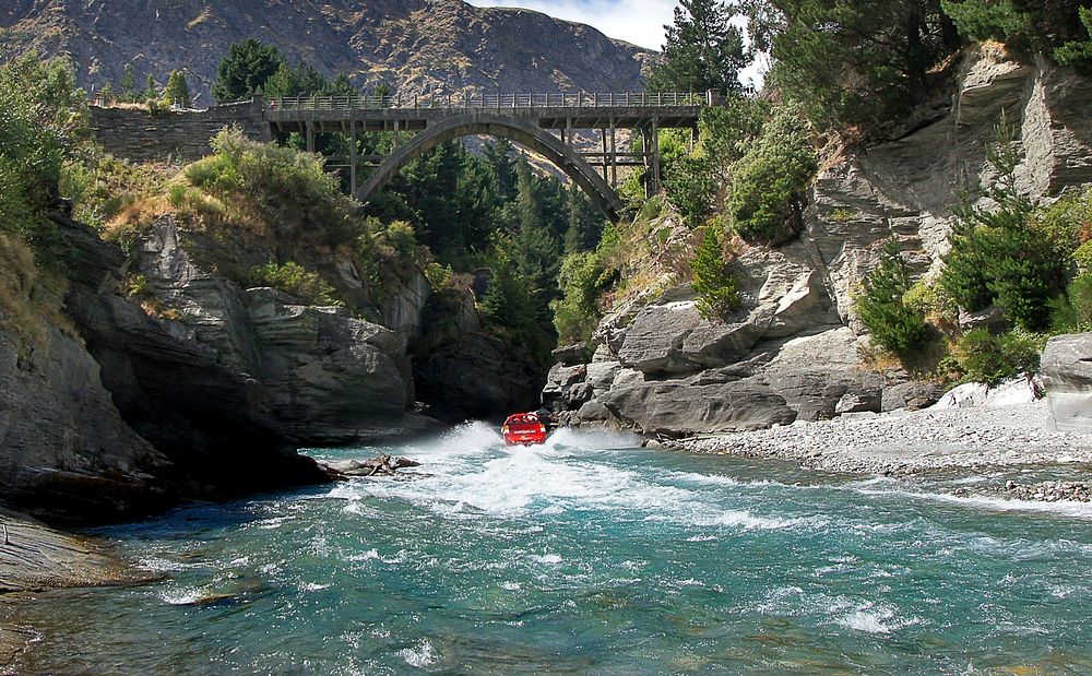 The Shotover Jet. A jetboat is a boat propelled by a jet of water ejected from the back of the craft