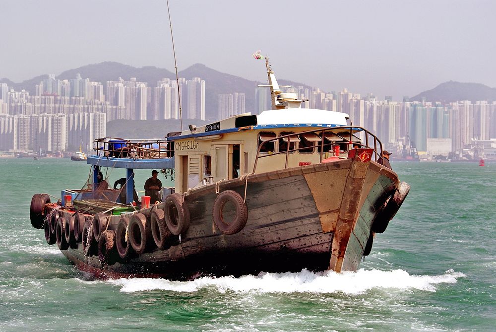 Harbour work horse.Hong Kong. Original public domain image from Flickr