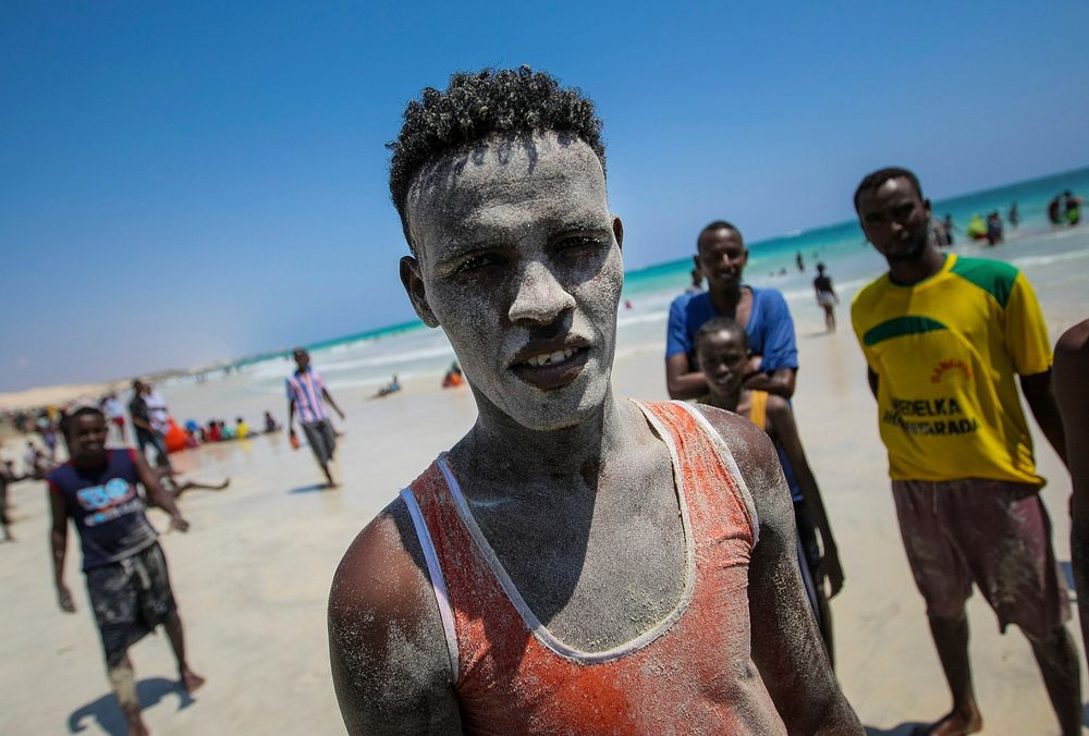 A Somali youth stands on Lido Beach 09 November 2012 in the Abdul-Aziz district of the Somali capital Mogadishu.