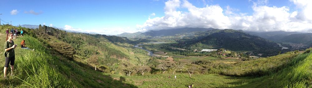 Panoramic of the Oros&iacute; valley. Note student in awe on the left. Oros&iacute;, Costa Rica. 