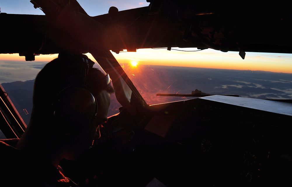 Capt. Tim Gerne, 100th Air Refueling Wing Detachment pilot deployed to a forward operating location, flies a KC-135…