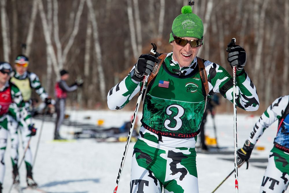 Vermont Army National Guard Spc. Wynn Roberts, competes in the patrol race during the Chief National Guard Biathlon 2013…