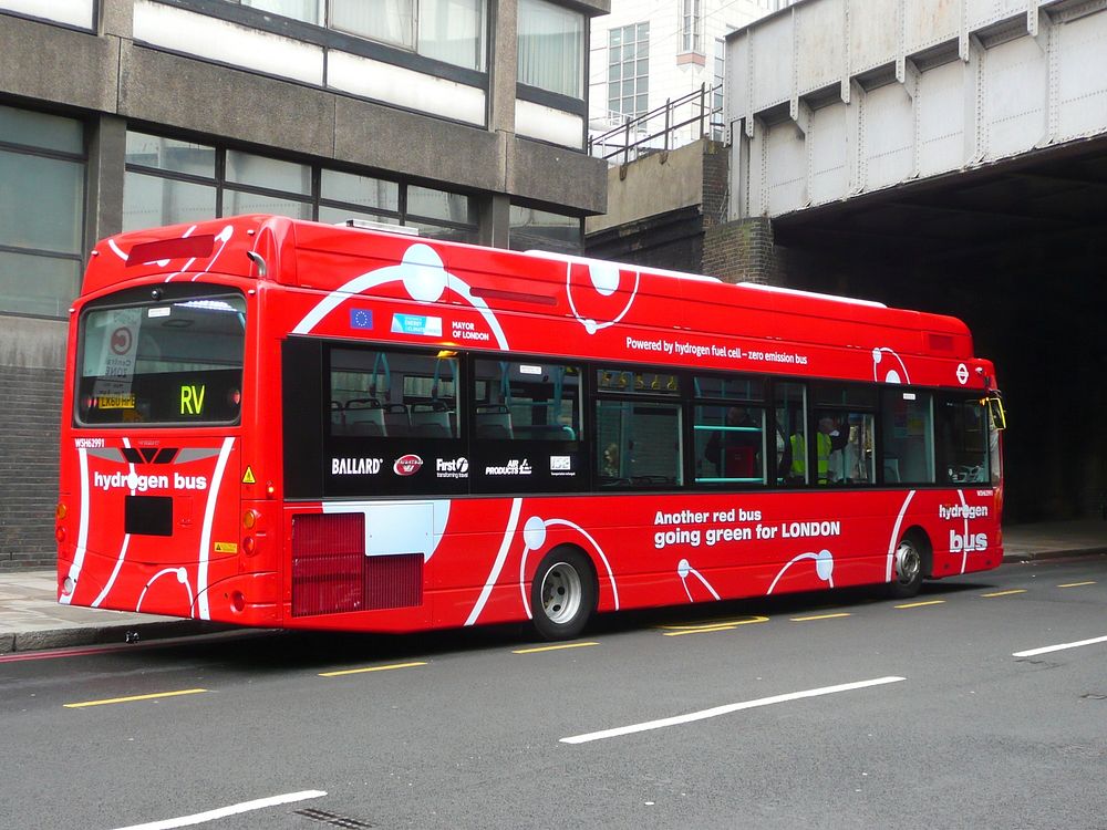 The first of London's second batch of fuel cell buses at its Tower Gateway terminus on 26th January 2011.