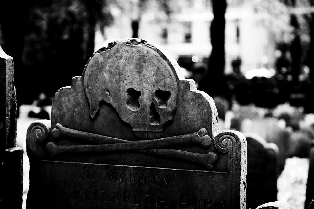 Graveyard in black and white. Original public domain image from Flickr