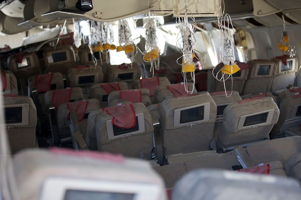 Asiana Flight 214 - Interior view of damage. Original public domain image from Flickr