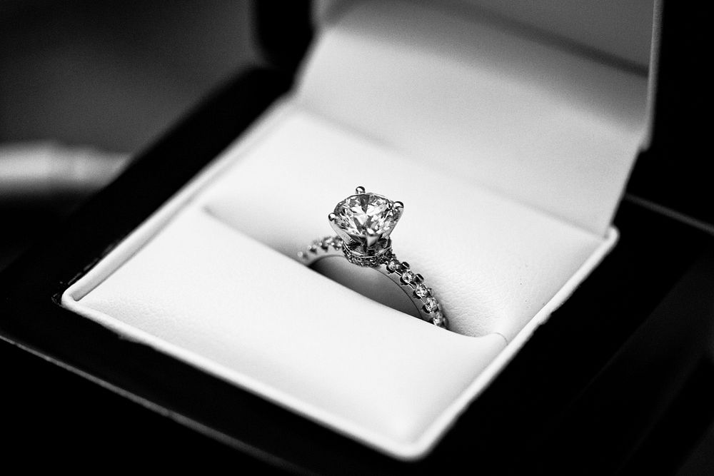 Diamond wedding ring close up. Free public domain CC0 photo.