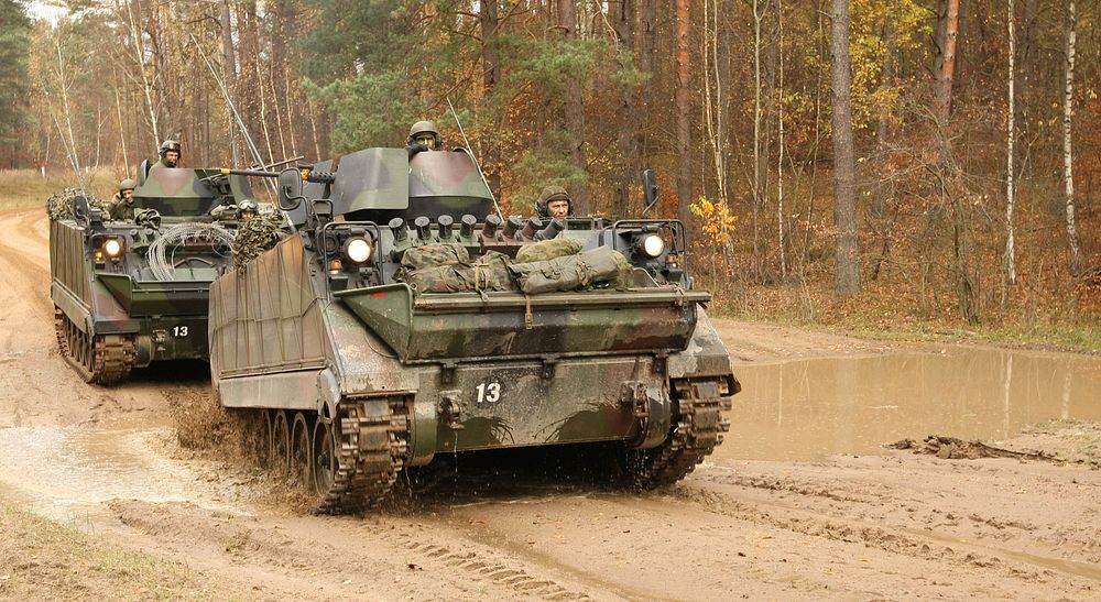 Lithuanian mechanized troops patrolling