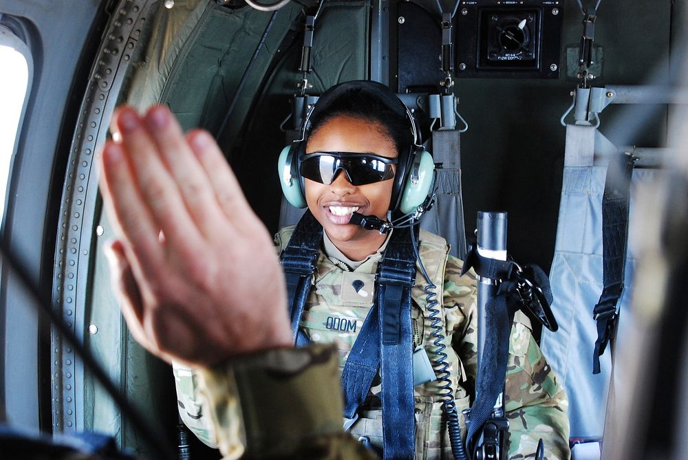 U.S. Army Spc. Joy Odom, an aviation operations specialist assigned to Headquarters and Headquarters Company, 10th Combat…