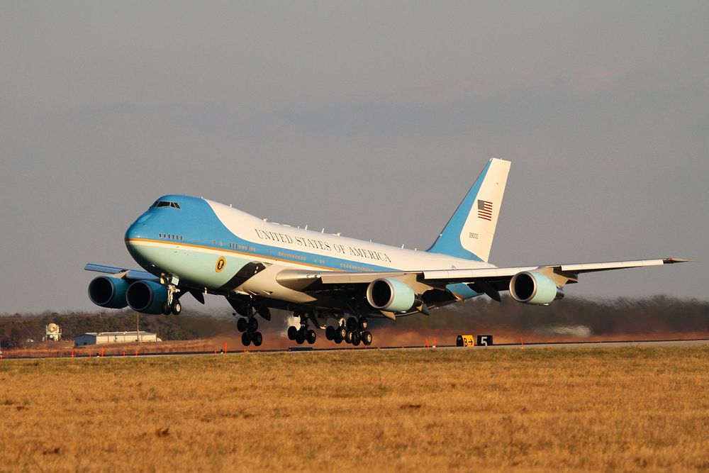A U.S. Air Force VC-25 from the 89th Airlift Wing, known as Air Force One when the President of the United States is on…