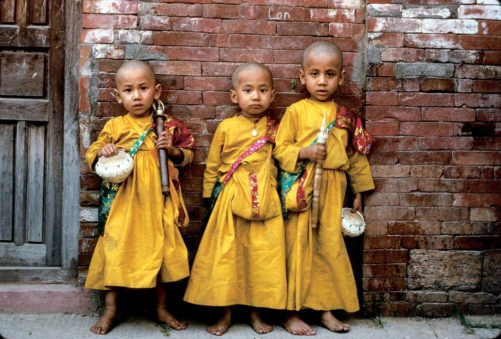 Nepali kids. Original public domain image from Flickr