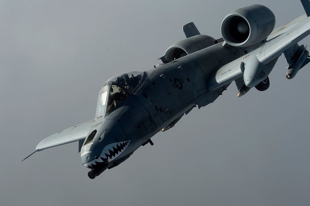 A U.S. Air Force A-10 Thunderbolt II aircraft attached to the 74th Expeditionary Fighter Squadron flies in a combat sortie…