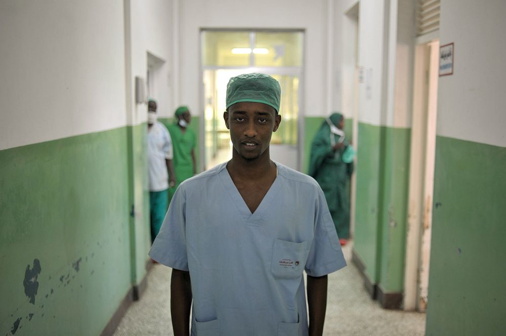 A surgeon stands in the hallway of Banadir hospital in Mogadishu, Somalia, on February 4. AU UN IST PHOTO / Tobin Jones.…