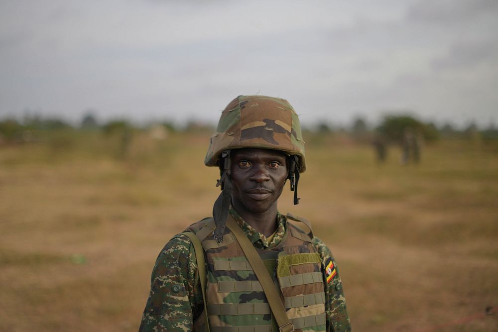 An African Union soldier stands guard at a base in Janaale, Somalia, on March 21 ahead of a planned offensive by the African…