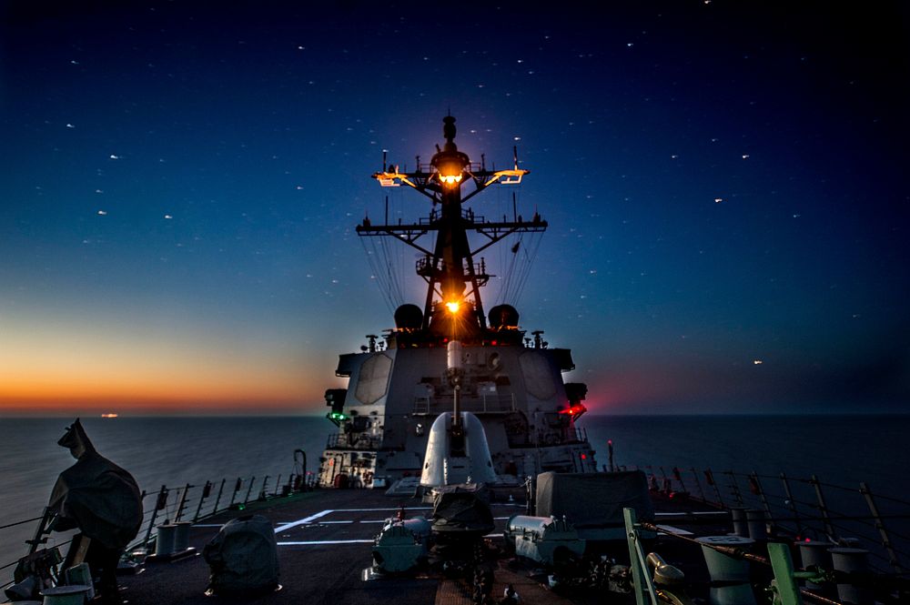 The guided missile destroyer USS Donald Cook (DDG 75) transits the Black Sea while participating in European Phased Adaptive…