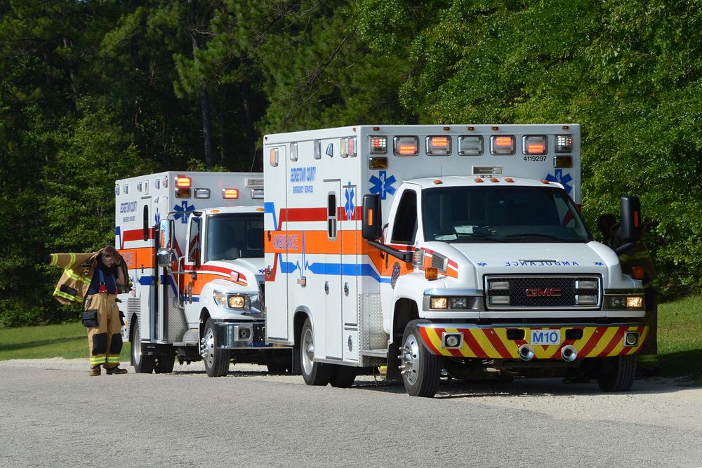 Georgetown County Fire/EMS teams arrive at the scene of a simulated chemical accident at a local corporation near Georgetown…