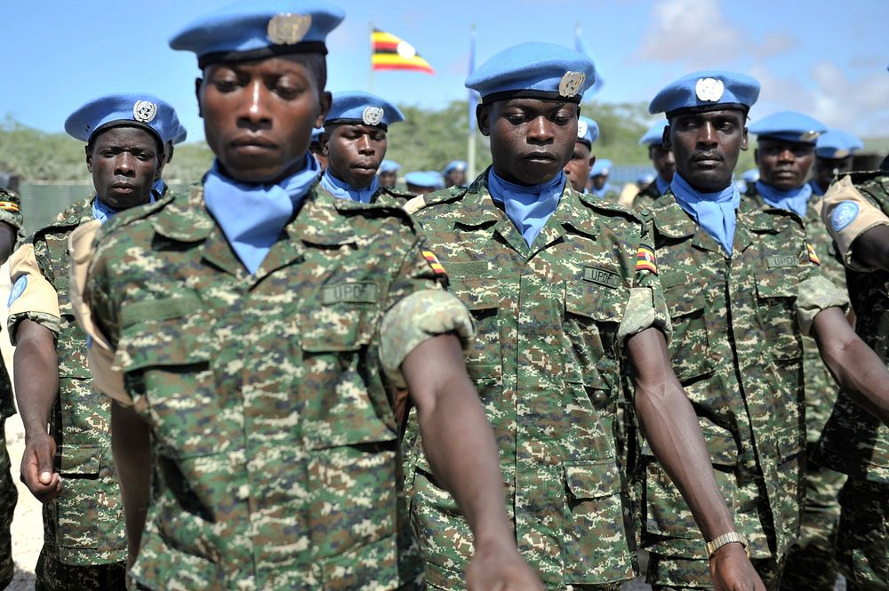 United Nations Guard Unit soldiers matching during the Inauguration of the United Nations Guard Unit in Somalia on 18th May…