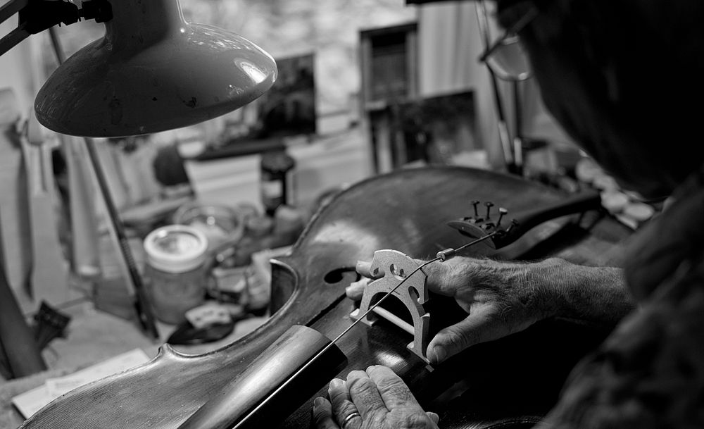 Howard Needham, violinist and violin craftsman, at his home workshop located in Silver Spring, Maryland, June 20, 2014.