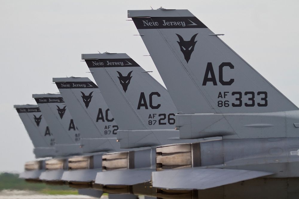 U.S. Air Force F-16 Fighting Falcon aircraft assigned to the 177th Fighter Wing, New Jersey Air National Guard prepare to…
