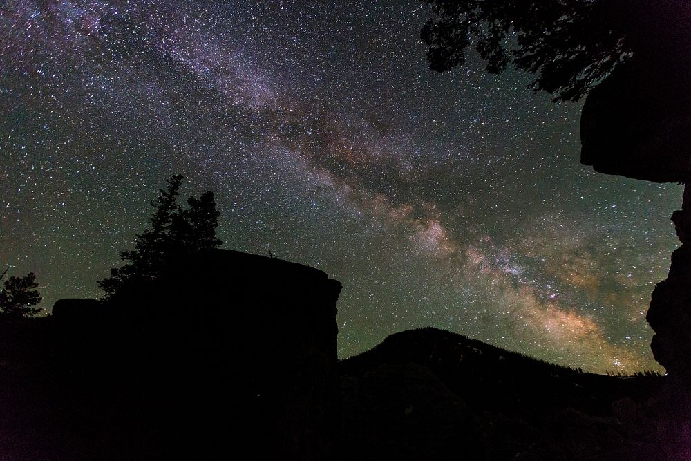 Milky way near Mammoth Hot Springs. Original public domain image from Flickr