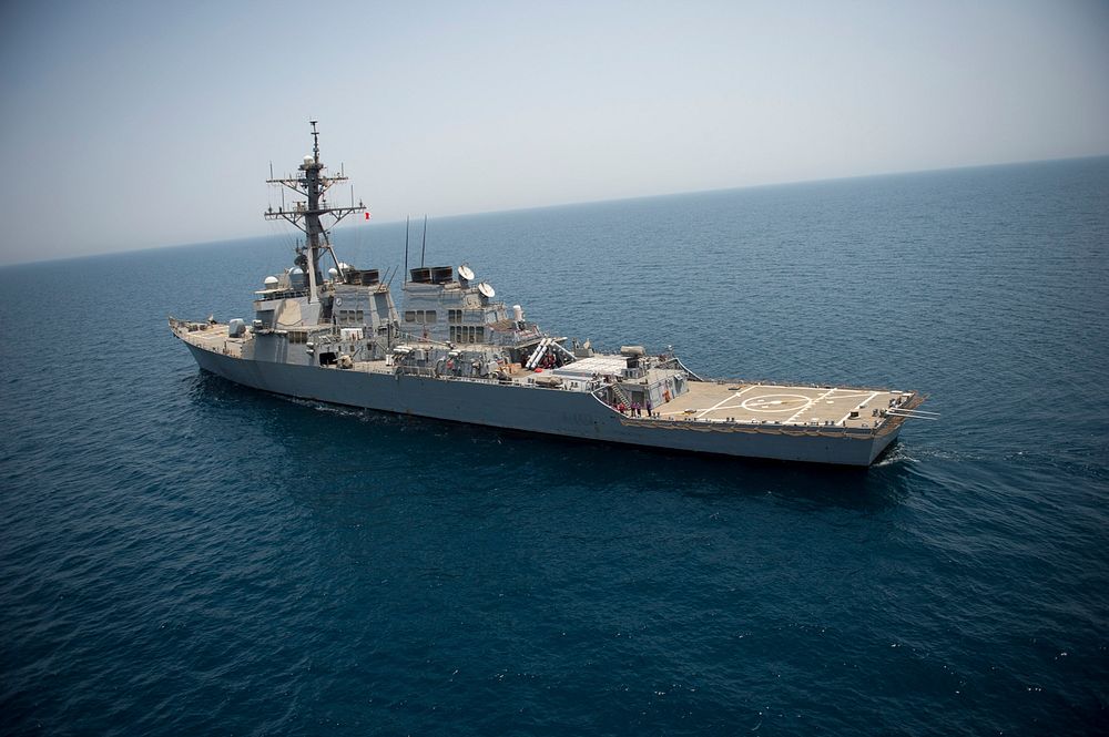 The guided missile destroyer USS Arleigh Burke (DDG 51) transits the Persian Gulf Aug. 2, 2014.