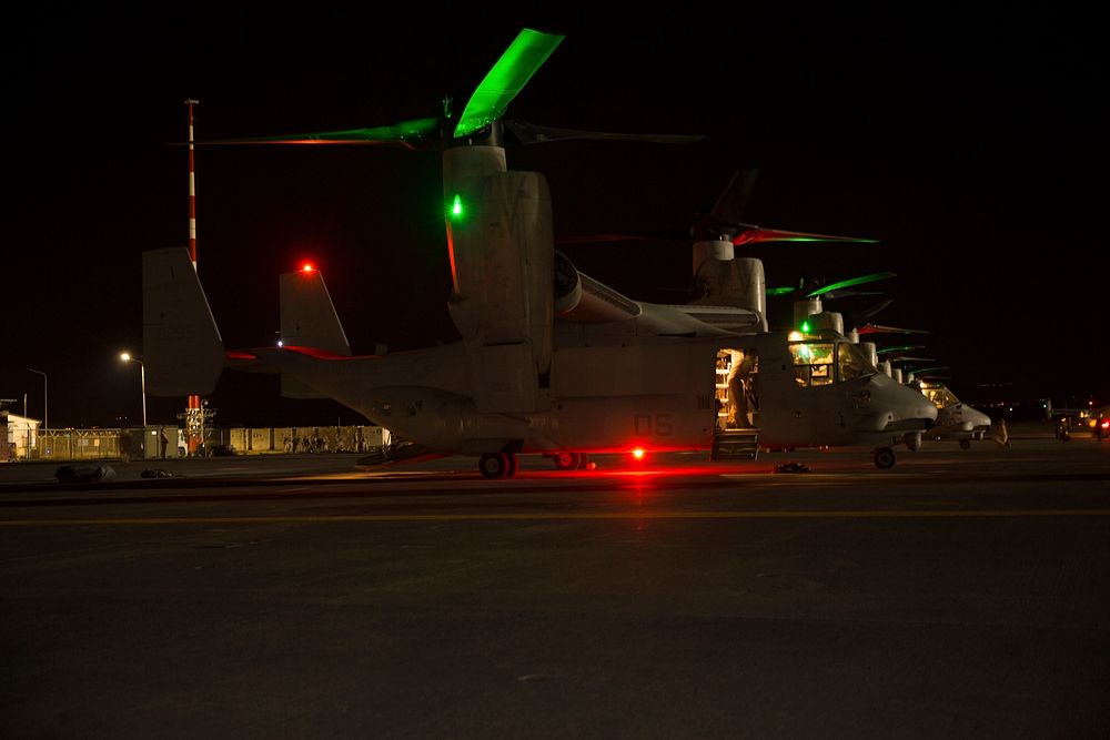 U.S. Marine Corps MV-22B Osprey tiltrotor aircraft assigned to Special Purpose Marine Air-Ground Task Force Crisis Response…
