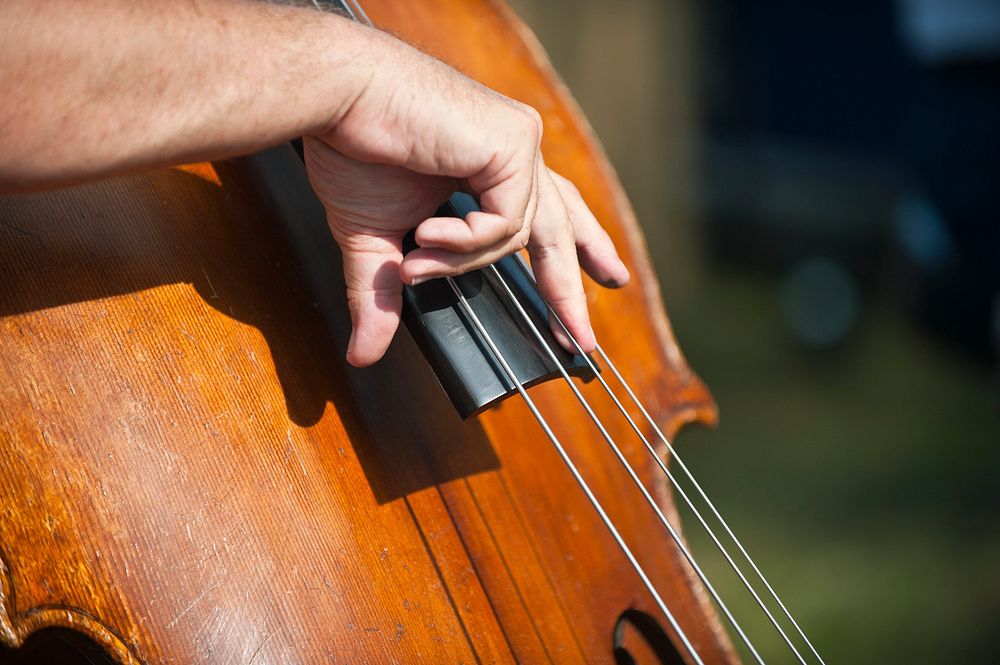 Cello playing hands, musician, performing concert. Original public domain image from Flickr