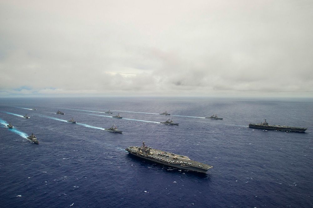 U.S. Navy ships assigned to the George Washington and Carl Vinson carrier strike groups and the Military Sealift Command…