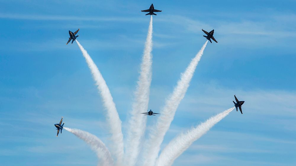 Freedom in the SkyThe Navy Blue Angels fly in formation during the 2014 Marine Corps Air Station Miramar Air Show, Oct. 3.…