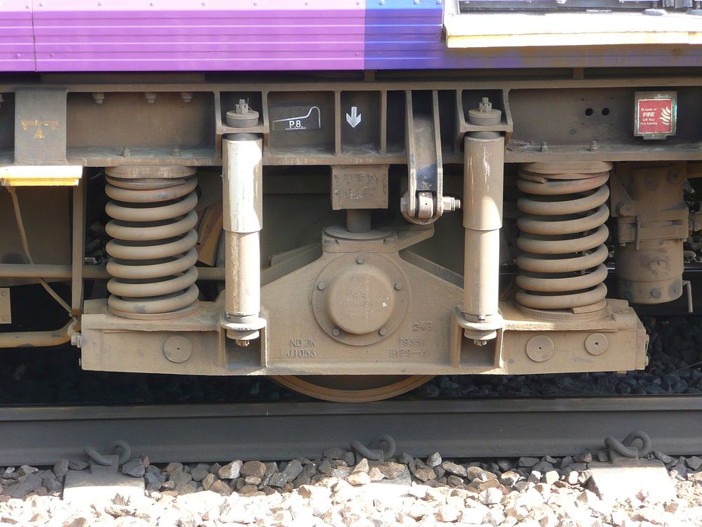 The single axle wheelset on one of the beloved British Rail Pacer trains.