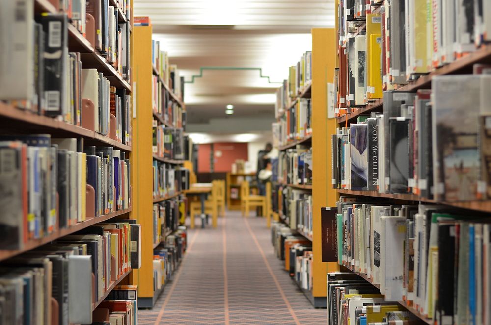 Bookshelves in North York Central Library.  Toronto, Ontario, Canada. Free public domain CC0 photo