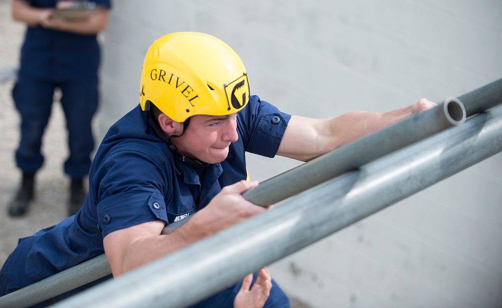 OLD LYME, Conn. -- U.S. Coast Guard Academy cadets face various obstacles on the Leaders' Reaction Course at Stones Ranch…