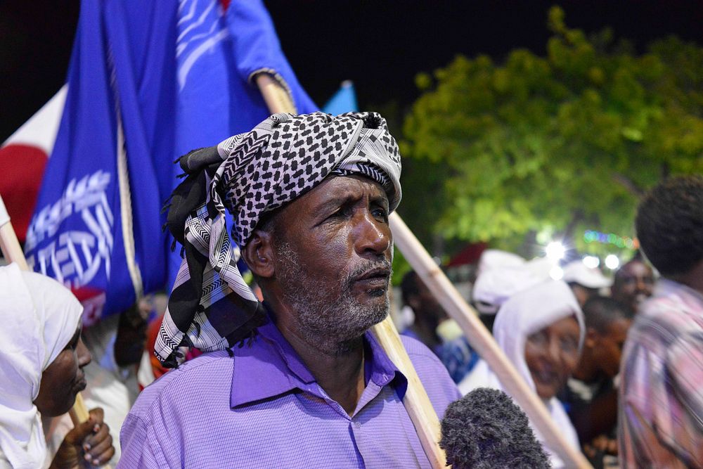 An old man attends a celebration ceremony for Somalia's Independence Day in Mogadishu on 1st July 2015. UN Photo/ Omar…
