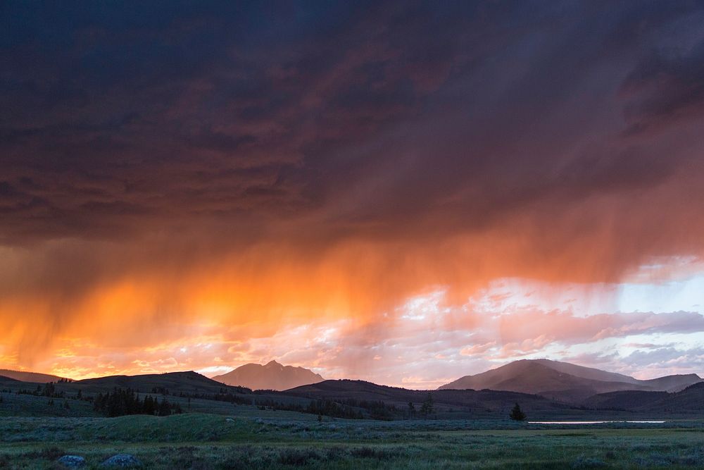Thunderstorm at sunset, Swan Lake Flat. Original public domain image from Flickr
