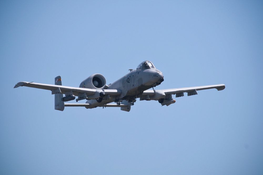 A Maryland Air National Guard A-10 Thunderbolt II from the 175th Fighter Wing performs a show of force during a close air…