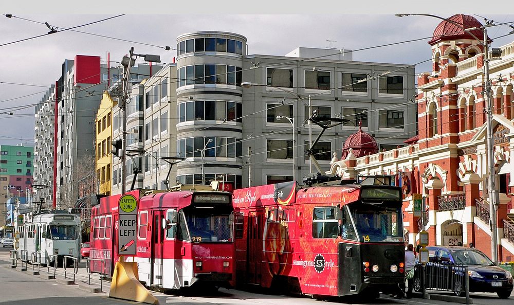 Trams in Melbourne.