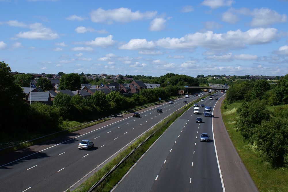 14th July 2015 M61 Motorway viewed from Crosse Hall Lane Bridge, Chorley U.K.