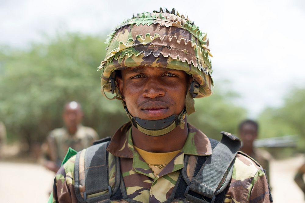 A Kenyan soldier serving under the African Union Mission in Somalia (AMISOM) on patrol in Baardheere, Somalia on August 18…