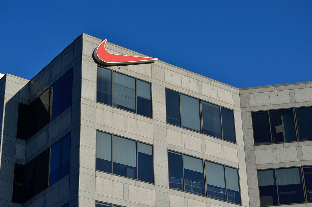 Nike, logo on office building. Location unknown - June 2, 2015
