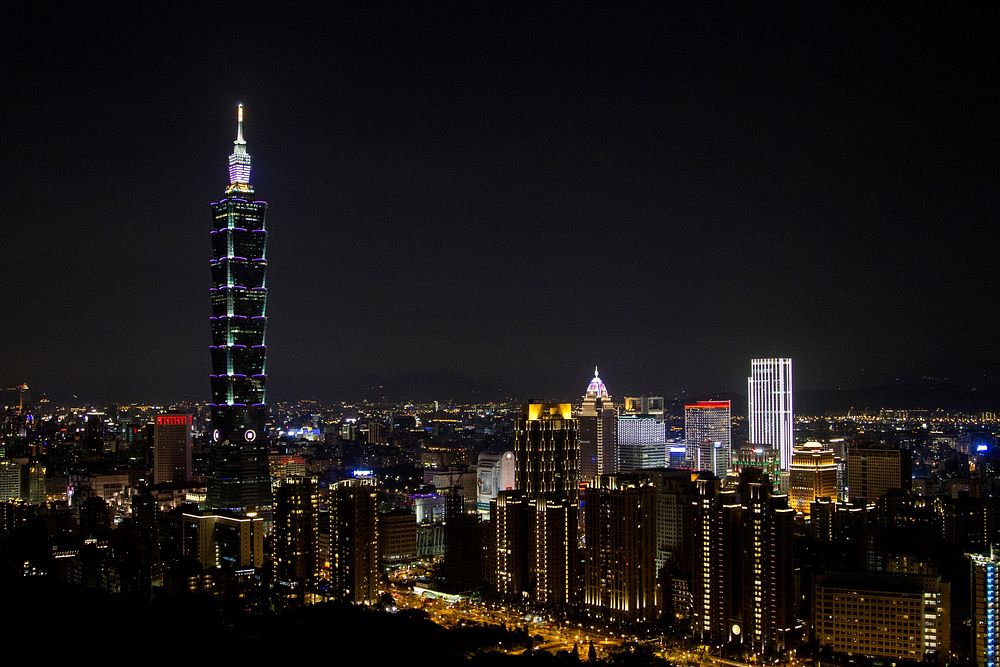 Taipei city at night. Free public domain CC0 photo.