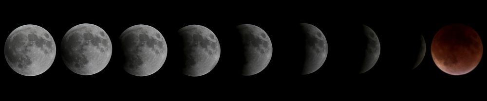 Moon phases of Eclipse. Original public domain image from Flickr