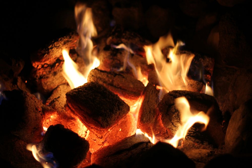 Fire burning in coal.